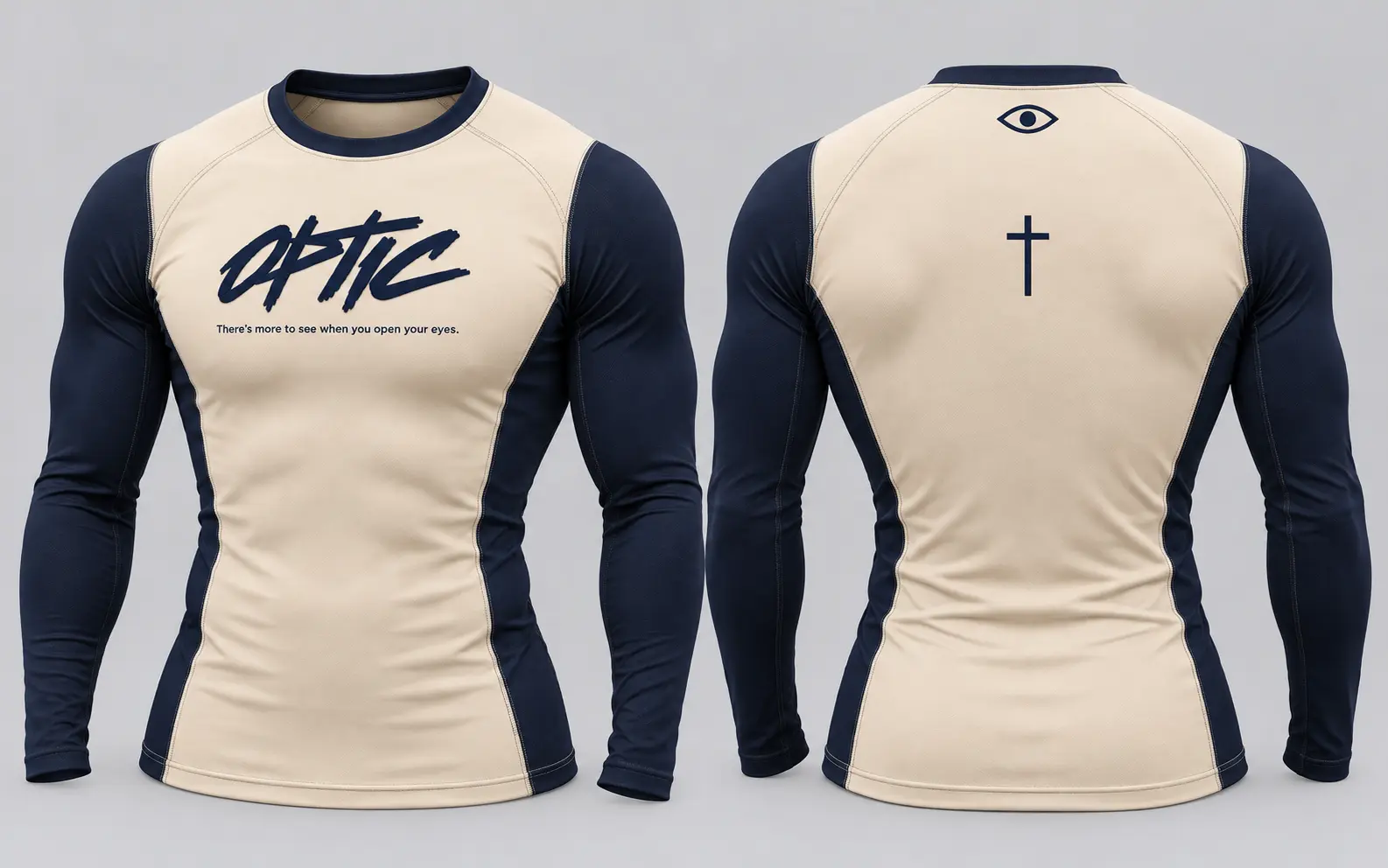 Faith Long-Sleeve Compression Top, front and back