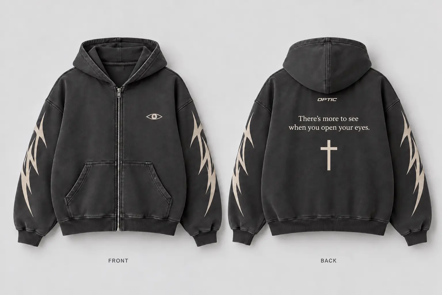 Faith Zip Hoodie, front and back
