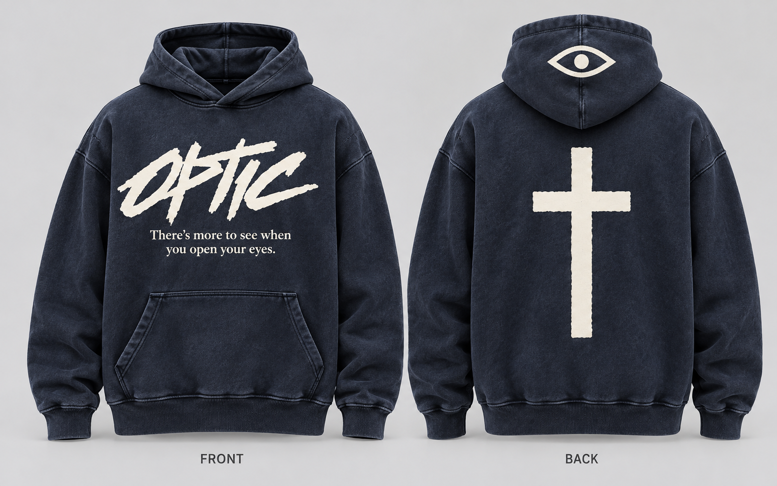 Faith Script Cross Hoodie, front and back