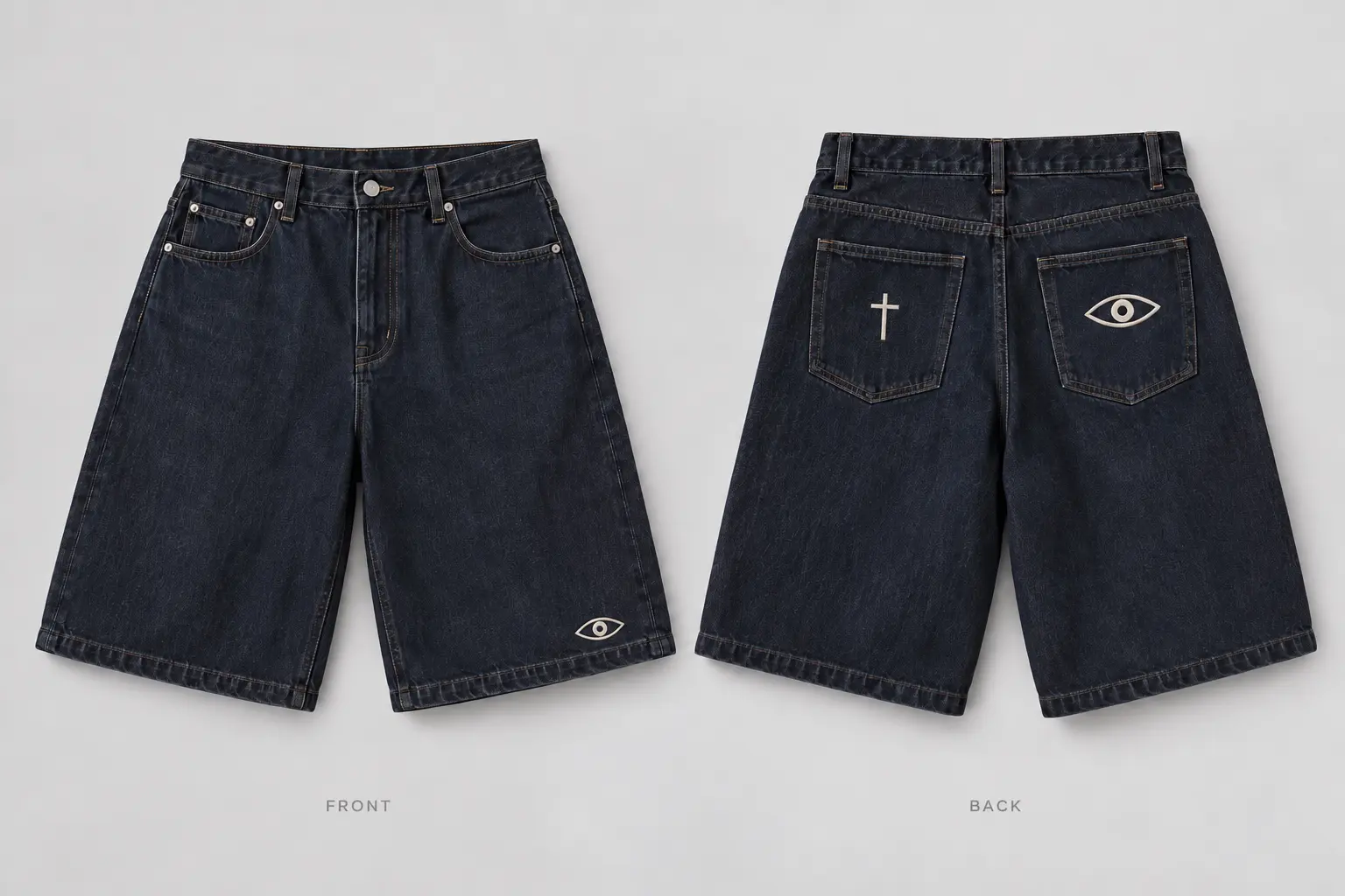 Faith Denim Shorts, front and back