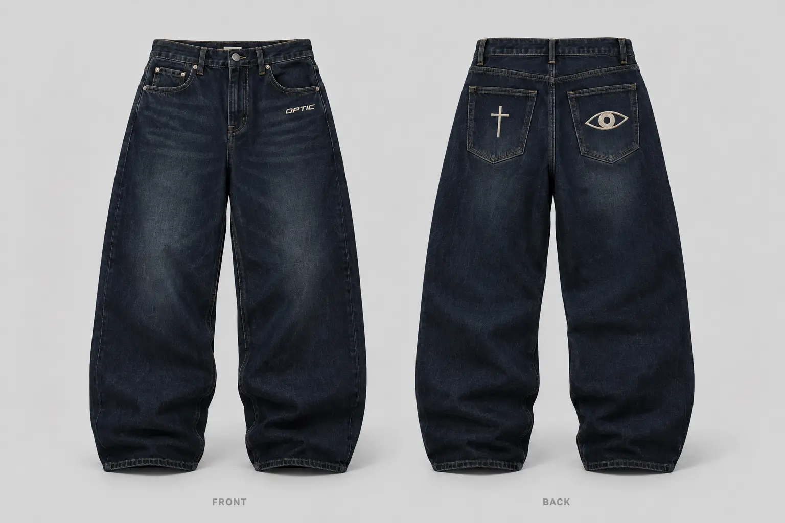 Faith Wide-Leg Denim, front and back