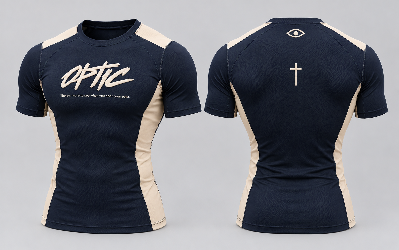 Faith Short-Sleeve Compression Top, front and back