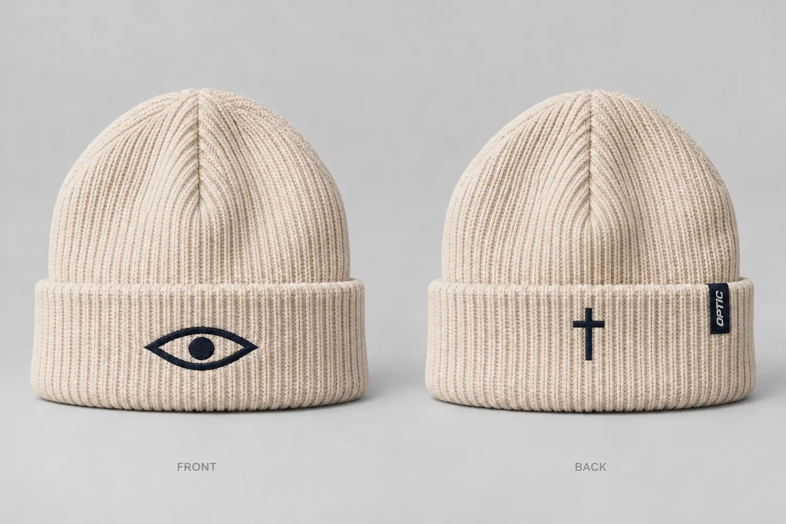 Faith Eye Beanie, front and back